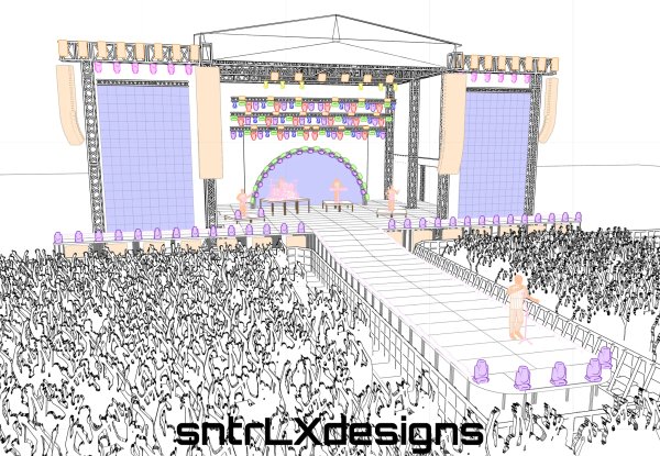 grandMA3 previsualisation render and lighting plot drawn in Capture